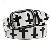 cheap Men&#039;s Belt-Men&#039;s Belt Waist Belt Black White Dermis Alloy Durable Adjustable Cross Outdoor Daily