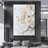 baratos Pinturas a Óleo-Mintura pinturas a óleo em tela com textura 3D feitas à mão, arte de parede, decoração, moderna, abstrata, imagem de flores para decoração de casa, pintura enrolada, sem moldura, não esticada