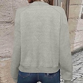 cheap Casual Jackets-Women&#039;s Casual Jacket Sport Jacket Textured Jackets Office / Career Daily Wear Going out Fall Regular Coat Stand Collar Regular Fit Warm Vintage Style Lady Casual Jacket Long Sleeve non-printing