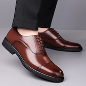 economico Formale-scarpe eleganti oxford marroni da uomo – design classico con punta a punta per lavoro, ufficio ed eventi formali