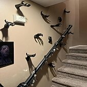 levne Halloweenové závěsné a stolní dekorace-3 ks halloweenské nástěnné dekorace strašidelné ruce držák na svíčky závěsný háček kolekce strašidelný duch ruka úložná police dekorace