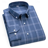 economico camicie oxford da uomo-Per uomo Camicia Camicia elegante Camicia button-down Camicia Oxford Camicia a quadri Camicia con Colletto A Quadri / A Righe / Chevron / Rotondo Abbigliamento quotidiano Abbigliamento Aziendale