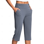 billige Vanlige leggings-Dame Bukser Fritid Treningsklær Kalv lengde Naturlig عادي Sidelommer Delt comfy Pustende Yoga- og dansesko Fritid / hverdag Sjøblå Svart Hvit Rosa Vår Høst Normal