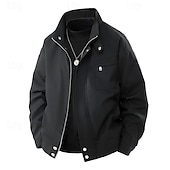 billiga Avslappnade jackor-Herr Lättviktsjacka Vardaglig jacka Semester Dagligen Vindtät jacka Ficka Vår Höst Slät Mode Klassisk Hög krage Normal Aprikos Svart Purpur Grön Kaki Jacka