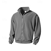 cheap Fleece &amp; 3 in 1 Jackets-Men&#039;s Fleece Jacket Winter Jacket Thermal Jacket Winter Outdoor Thermal Warm Top Dark Grey Black Green Khaki
