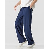 economico Pantaloni della tuta-Per uomo Pantaloni in cotone e lino Pantaloni Pantaloni della tuta a gamba dritta Tasca Elastico in vita Coulisse Semplice Comodità Sport all&#039;Aperto Quotidiano Moda Casual Nero Bianco Micro-elastico