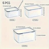 cheap Kitchen Utensils &amp; Gadgets-6-Pack BPA-Free Polypropylene Food Storage Containers with Lids, Stackable Refrigerator Organizer Bins with Drain Tray for Fruits, Vegetables, and Dry Goods, Versatile Kitchen Storage System Ideal for Camping and Dining