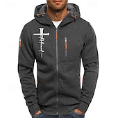 economico felpe con cappuccio da uomo di base-Per uomo Felpa con cappuccio Felpa con cappuccio a zip intera Nero Bianco Blu marino Grigio chiaro Grigio scuro Con Cappuccio Croce Cerniera Tasca Sport &amp; Outdoor Quotidiano Ferie Poliestere