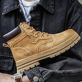 economico Stivali da lavoro-stivali da lavoro in pelle scamosciata color cuoio da uomo – stivaletti casual con lacci per l'escursionismo, il lavoro agricolo e l'uso quotidiano