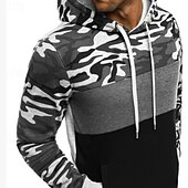 preiswerte Fleece-Sweatshirts-Herren Kapuzensweatshirt Pullover Kapuzensweatshirt Fleece Kapuzensweatshirt Taktischer Kapuzensweatshirt Hell Gray Dunkelgray Mit Kapuze Tarnung Tasche Sport &amp; Outdoor Täglich Streetwear Basic