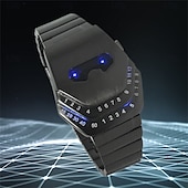 お買い得  デジタル腕時計-メンズ LED ウォッチ ブラック ステンレススチール バンド 長さ クォーツムーブメント デイリー 防水 LED スクリーン スネークデザイン LED ウォッチ