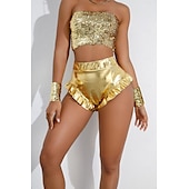 preiswerte Unterteile-Retro Vintage 1980er Glänzend Metallisch Shorts Hotpants Disco Einfarbig Kostüm Damen Karnevalskostüm Karneval Club Pride Parade Pride-Monat Erwachsene Shorts