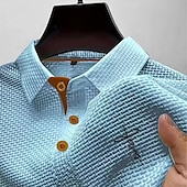 お買い得  メンズ クラシックポロ-男性用 ゴルフシャツ ゴルフポロシャツ ワーク カジュアル ラペル 半袖 ベーシック 近代の 十字架 ボタン ジャカード 夏 春 レギュラー ブラック ホワイト ネイビーブルー ブルー ダックグレー ライトブルー ゴルフシャツ