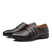 economico Formale-scarpe da uomo con triplo cinturino in similpelle intrecciata e testurizzata – design con fibbia unica per uomini alla moda, banchetti e ricevimenti serali
