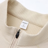 abordables Tapas-Hombre Sudadera de polar Sudadera con un cuarto de cremallera Manga Larga Escote Chino Camiseta Al aire libre Mantiene abrigado Invierno Poliéster Negro Azul Albaricoque Pesca Tenis Corriendo