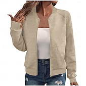 cheap Casual Jackets-Women&#039;s Casual Jacket Sport Jacket Textured Jackets Office / Career Daily Wear Going out Fall Regular Coat Stand Collar Regular Fit Warm Vintage Style Lady Casual Jacket Long Sleeve non-printing