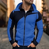 economico Felpa con cappuccio in pile-Per uomo Felpa con cappuccio Felpa con cappuccio a zip intera Felpa con cappuccio in pile Bianco Rosso Blu Grigio Con Cappuccio Semplice Patchwork Sport &amp; Outdoor Casuale Quotidiano Streetwear Cool