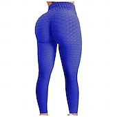 baratos Leggings e collants para ioga-Mulheres Leggings Scrunch Butt Bootcut Butt Lift Compressão abdominal Corrida Ginástica Ioga Meia-calça Côr Sólida Cor Sólida Preto Branco Rosa claro Elastano Esportes Roupas Esportivas Com Stretch