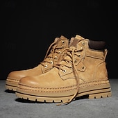 economico Stivali da lavoro-stivali da lavoro in pelle scamosciata color cuoio da uomo – stivaletti casual con lacci per l'escursionismo, il lavoro agricolo e l'uso quotidiano