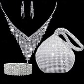 abordables Parures de Bijoux-Ensembles de bijoux de mariée 1 ensemble en alliage de strass 1 bracelet boucles d&#039;oreilles collier ensemble de bijoux tendance artistique élégant pour femme pour anniversaire fête tenue de soirée