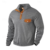 economico Felpe di base-Per uomo Maglia Velluto a coste Felpa con cappuccio Maglione Felpa con cappuccio abbottonata Nero Bianco Beige Grigio Colletto Mao Semplice Patchwork Sport &amp; Outdoor Casuale Quotidiano Streetwear