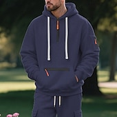 abordables sudaderas basicas hombre-Hombre Sudadera Sudadera con capucha y cremallera de un cuarto Sudadera con capucha de lana Negro Blanco Azul Marino Caqui Gris Claro Con Capucha Plano Bolsillo Cremallera de un cuarto Deporte Diario