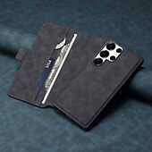 cheap Samsung Cases-Phone Case For Samsung Galaxy S25 Plus S25 Ultra S24 Ultra S24 Plus Back Cover Support Wireless Charging Kickstand Card Slot Retro TPU PU Leather