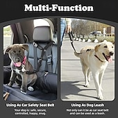abordables Service de Véhicule-Laisse de voiture réglable pour chien, ceinture de sécurité élastique réfléchissante pour animaux de compagnie, harnais de sécurité multifonctionnel sans traction pour grands chiens, accessoires de