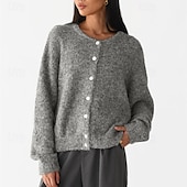 voordelige Vesten en bovenkleding-Dames Trui Vest Modieus Streetwear Dagelijks Effen Kleur Geribd Open voorzijde Gebreid Lange mouw Normale tops breien Feestdagen Uitgaan Weekend Wit Rood Herfst Winter