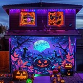 お買い得  ハロウィン壁タペストリー-ハロウィン ブラックライト タペストリー UV反応 暗闇で光る 森 トリッピー 山 霧 墓地 ゴースト 吊り下げ タペストリー 壁アート 壁画 リビングルーム 寝室用