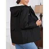 billiga Trenchcoats-Dam Trenchcoat Hoodiejacka Bekväm Andningsfunktion Dragkedja Ficka Ledigt Slät Semester Gata Dagliga kläder Utekväll Dragkedja Normal Luvtröja Normal Långärmad Ytterkläder Svart Gul Vin Vår Höst