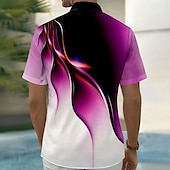 voordelige Geometrisch patroon-Voor heren Geometrisch Verloop Golven Overhemd Zomer overhemd Overhemd met knopen Korte mouw Mode-casual Buiten Vakantie Dagelijks gebruik Zomer Lente Strijkijzer 3D-afdrukken shirts met kraag Paars