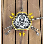 economico Cucina da campeggio-Fornello da campeggio antivento da 12800 W, fornello a gas da campeggio con accensione piezoelettrica, fornello a butano portatile pieghevole a tre bruciatori per esterni, per escursionismo, zaino in