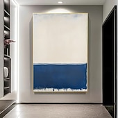 preiswerte Abstrakte Gemälde-handgemachtes modernes abstraktes Gemälde als Wandkunst – handgegossenes Pigmentgemälde, marineblau gerahmt, strukturierte Leinwand, blaues Ölgemälde für zeitgenössische Räume, Leinwandgemälde