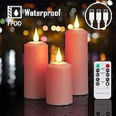 preiswerte Kerzenlicht-3/4/6/9 Stück Halloween Weihnachten zylindrisches Laden elektronisches Kerzenlicht Fernbedienung Timing Innen- und Außenbereich Hof Hochzeit Party Atmosphäre Dekoration hellviolett rosa