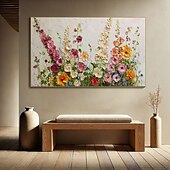 levne Květinové či botanické obrazy-Ručně dělaná olejomalba na plátně, nástěnná dekorace, moderní 3D malířská špachtle, abstraktní květinové / botanické pro domácí dekorace, napnutý rám, závěsný obraz / rolované plátno (bez rámu)