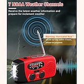 abordables Equipo de Camping-Radio de emergencia 276 FM/CD/TTY - Pronóstico meteorológico AM/NOAA de 7 días, 4 horas de autonomía, banda dual (VHF/UHF) con batería de litio 18650, radio portátil de mano para acampada, senderismo