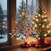olcso Díszek-kolibri karácsonyfadísz (nem üreges) 2D átlátszó akril lapos függődekoráció, madárfa sziluett ablakba, fára, asztali ünnepi ajándék természetkedvelőknek, 8cm