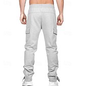 billige Joggebukser-Herre Joggebukser Jogger Bukser Uformelle bukser Lomme Elastisk midje Snorer Ensfarget Komfort Full lengde utendørs Daglig Løp Ferie Enkel Grå Elastisk