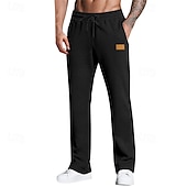 billiga Joggingbyxor-Herr Joggingbyxor Långbyxor Träningsbyxor med raka ben Ficka Elastisk midja Snörning Slät Komfort Utomhussport Dagligen Mode Ledigt Svart Vit Microelastisk