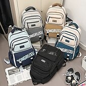 cheap College Backpacks-Men’s Colorblock School Backpack – Large Capacity Casual Bookbag for Teen Boys, High School &amp; College Students