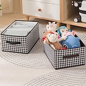 cheap Clothes Drawer Organizers-2Pcs Foldable Jeans Organizer for Closet, Large Capacity Houndstooth Storage Box, Dustproof Foldable Clothes Storage Bin for Home Organization