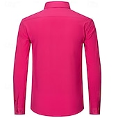 economico Camicie eleganti da uomo-Per uomo Camicia Camicia elegante Camicie da Smoking Colore Solido / Tinta Unita Ufficio &amp; Carriera Abbigliamento quotidiano Rosa + arancio Verde + arancio Rosa + verde Manica Lunga Colletto a Camicia