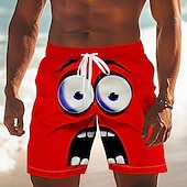 cheap Retro Vintage &amp; Ethic-Men&#039;s 3D Cartoon Smile Face Big Eyes Swim Trunks Swim Shorts Board Shorts Mid Waist Funny Outdoor Vacation Dailywear Side Pockets Mesh Lining Elastic Drawstring Waist Designer Clothing Apparel