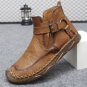 billiga Stövlar-Herr retro läderstövlar med spänne, bekväma loafers för vardagliga utflykter, bilkörning och höstmode