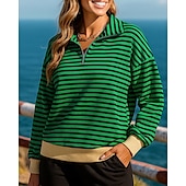 voordelige Hoodie &amp; Sweatshirt-Dames Pullover Sweatshirt Casual topjes Kwart rits Mode Lange mouw Kleding Bovenlichaam Sportkleding Herfst Winddicht Wandelen Training Hardlopen Sportkleding Sportkleding Gestreept Blozend Roze Rood