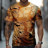 preiswerte 3D-T-Shirts-Herren Optische Täuschung 3D T Shirt Kurzarm T-Shirt 3D-Druck Rundhalsausschnitt Hemd Übertrieben Retro Vintage Vintage-Retro Party Straße Lässig Gelb Braun Grün Sommer Frühling Ganzjahres Bekleidung