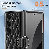 baratos Capa Samsung-telefone Capinha Para Samsung Galaxy Dobra Z 7 Dobra Z 6 Z Fold 5 Z Fold 4 Z Fold 3 Capa traseira Suporte para Alianças Proteção de corpo inteiro Retro TPU Couro PU