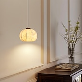 cheap Island Lights-Country Nature Inspired Pendant Light, Fabric Material, 20cm Height, Warm White/White Light, E26 E27, Adjustable Chain