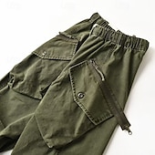 baratos Calças Cargo-Homens Calças Cargo Calças Cintura elástica Com Cordão Bolso multi Tecido Vestível Ao ar livre Diário Acampar e Caminhar Moda Clássico Verde Cáqui